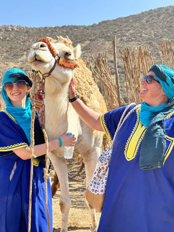 Agadir/Taghazout: Sunset Camel Ride with BBQ and Music Show - Getting dressed at the Tamri ranch