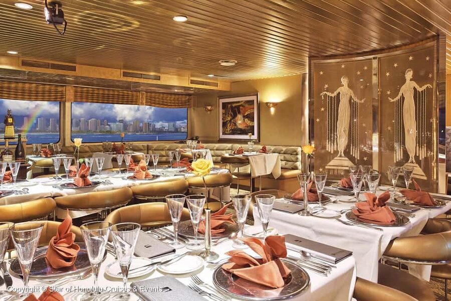 Honolulu: Nova Five Star Sunset Dinner Cruise with Live Jazz - Jazz, dancing, and the Art Deco Super Nova Room