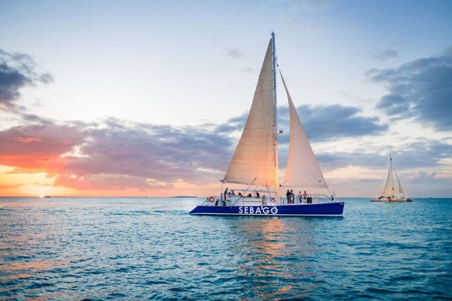 Key West: 2-Hour Sunset Sail with Live Music - Seeing Mallory Square from offshore