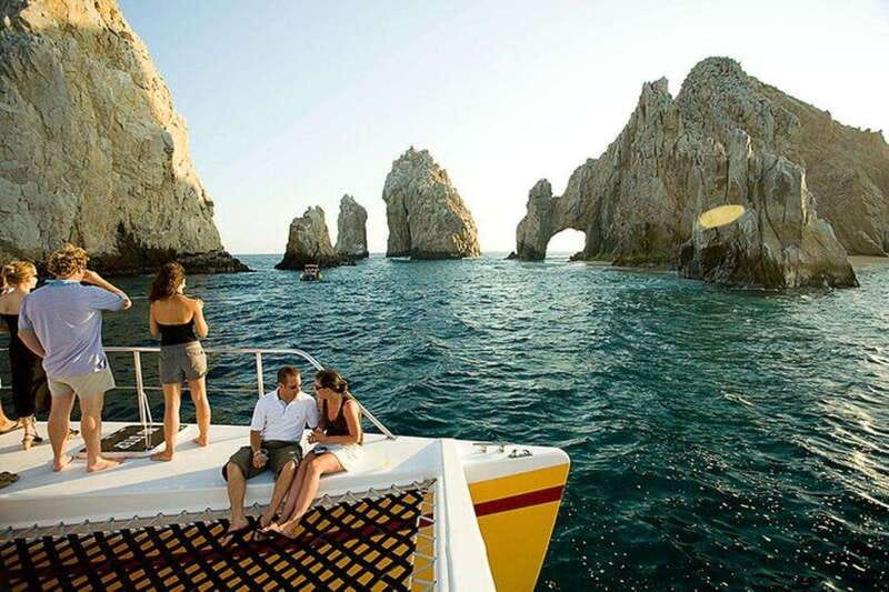 Los Cabos: Jazz & Wine Sunset Catamaran Cruise - Lover’s Beach and Land’s End at golden hour