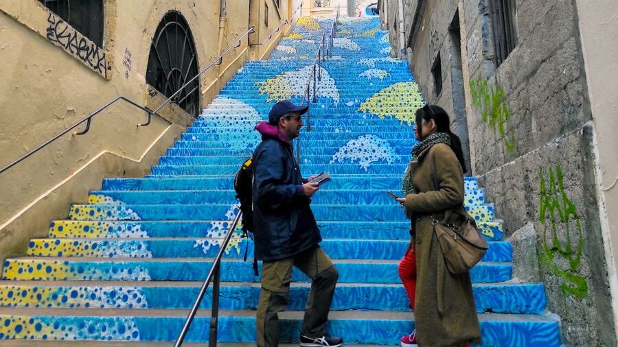 Lyon: Music History Tour with Wine Tasting - Walking uphill through Croix-Rousse