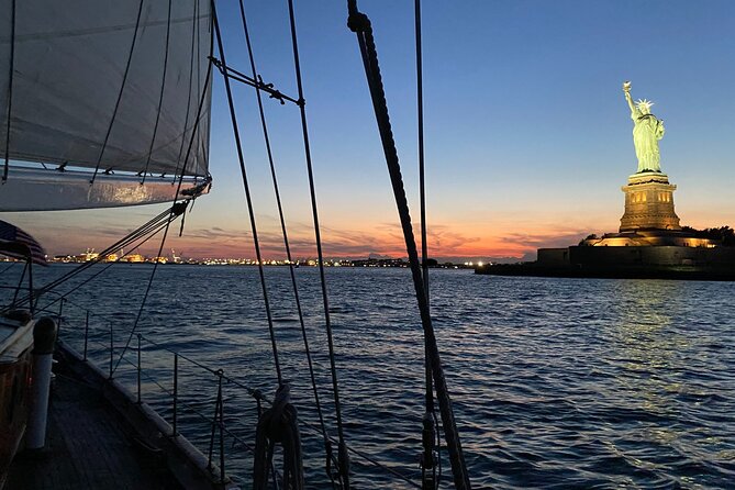 New York City Sunset Jazz Sail aboard Clipper City - Lady Liberty at the best photo moment