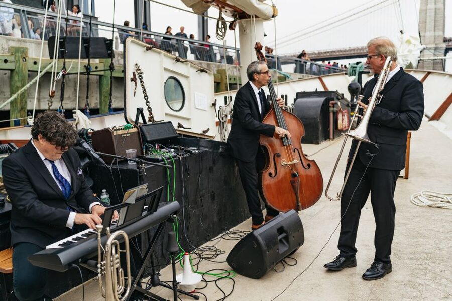 NYC: Sunset Jazz Sail aboard the 'Clipper City' - The sunset route toward the Statue of Liberty