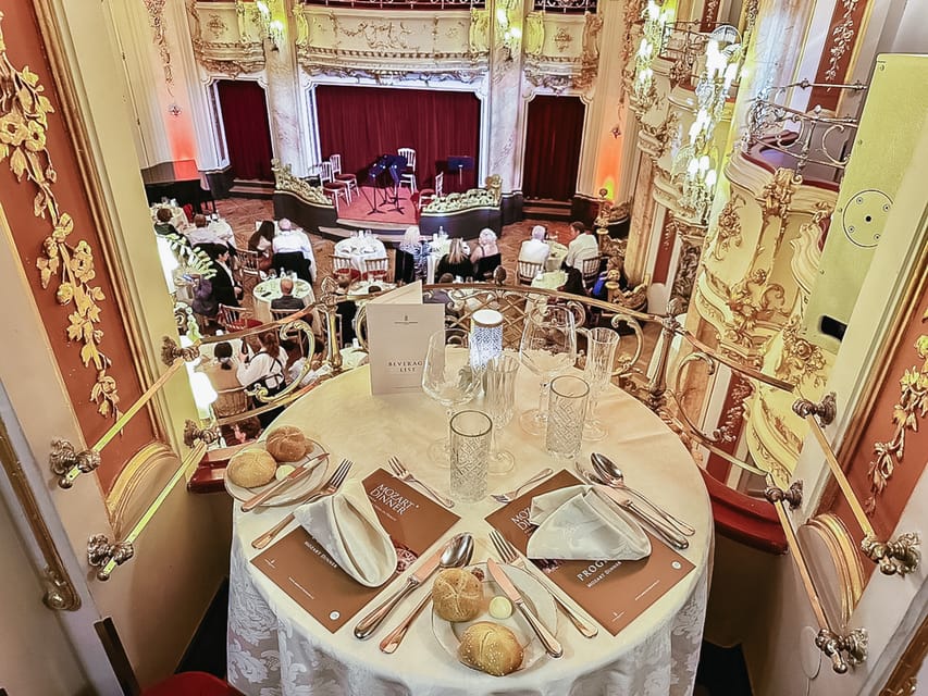 Prague: Mozart Ballroom Concert Ticket with 3-Course Dinner - Service, seating, and the pace of the evening