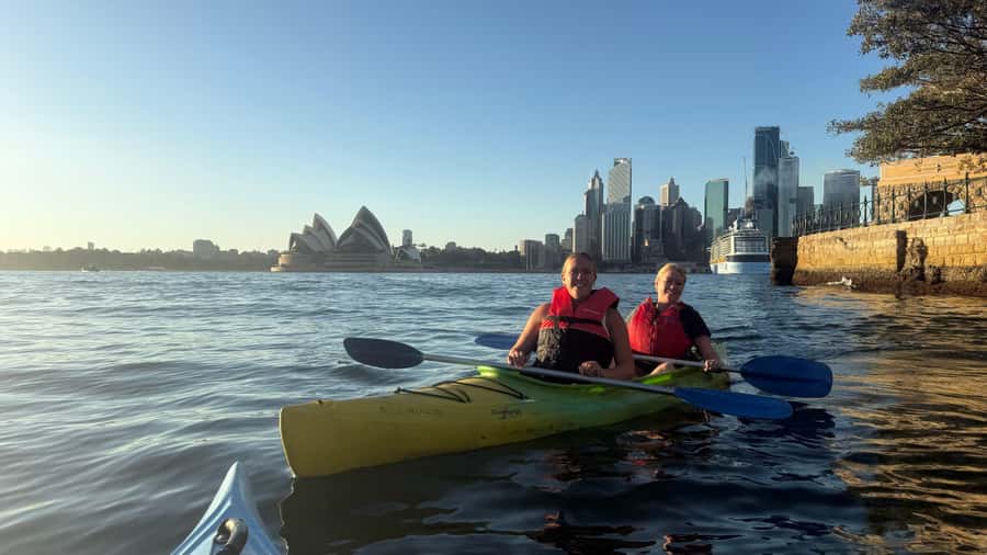 Sydney Sunrise Private Kayak – Opera House & Harbour Bridge - Getting comfortable in the kayak